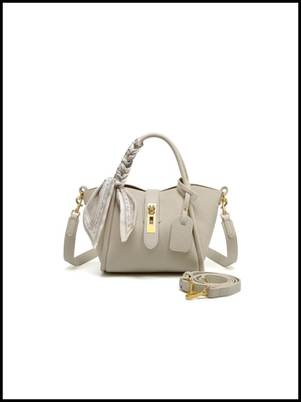 Synthetic Leather Crossbody Bag with Adjustable Strap and Turn-Lock